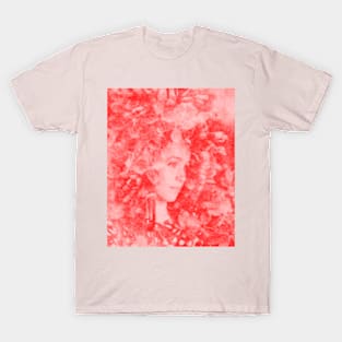 Beautiful girl, near the flowers. Red, beautiful. T-Shirt